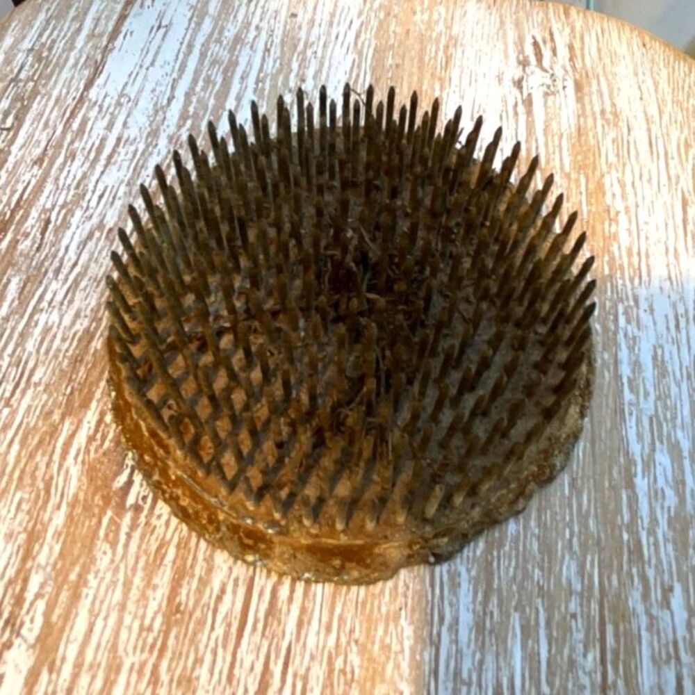 Metal Round Heavy Spike Flower frog vintage floral